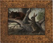 RABBIT AND FOX DURING A FLOOD