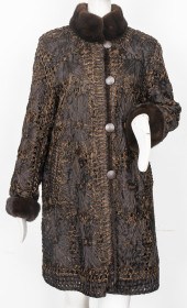 RABBIT FUR AND SILK ROSETTE RE