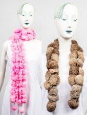 RABBIT FUR POM POM SCARVES, 2