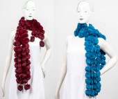 RABBIT FUR POM POM SCARVES, 2