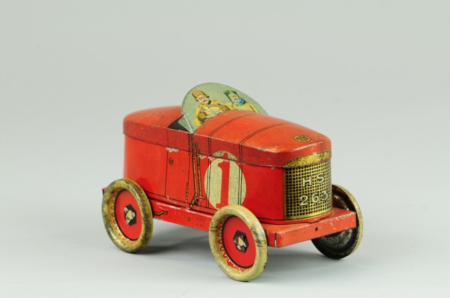 RACE CAR BISCUIT TIN A.G. De