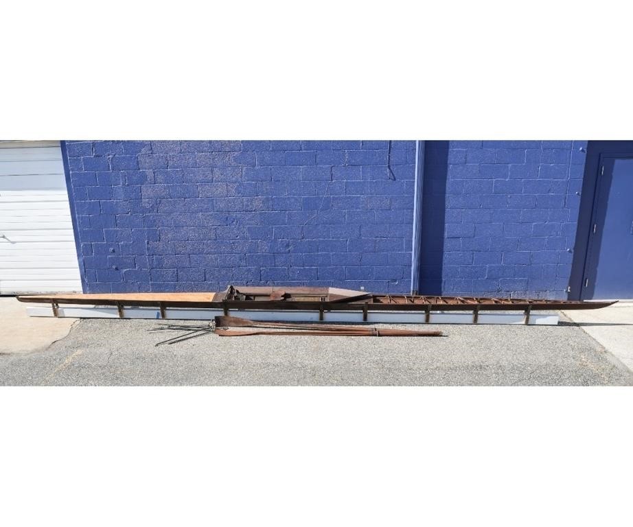 Racing shell wooden boat, circa