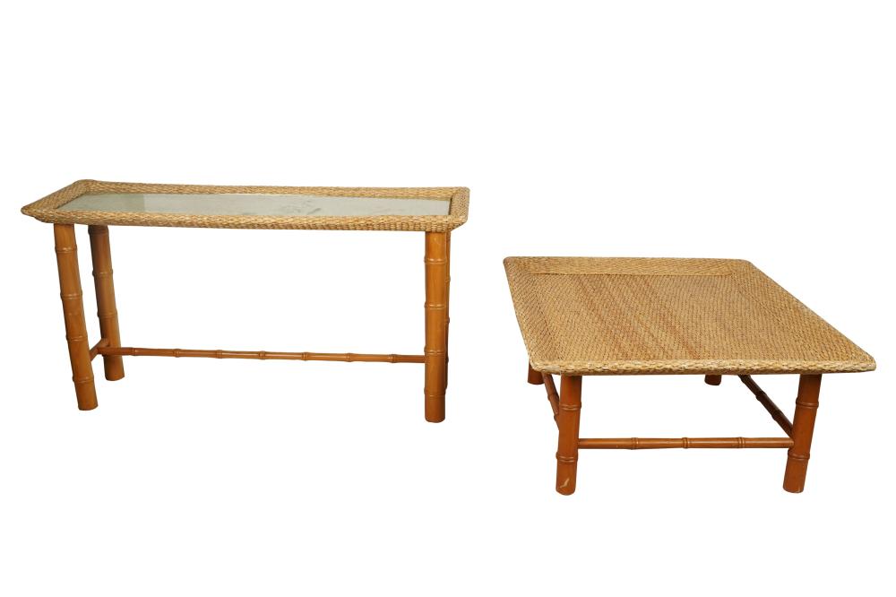 RAFFIA & FAUX BAMBOO SOFA TABLE &
