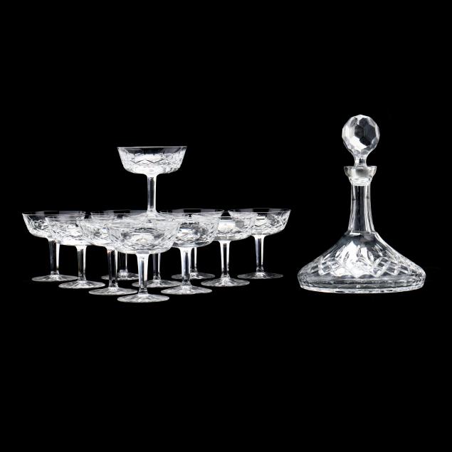 RAGASKA CRYSTAL DECANTER AND ELEVEN