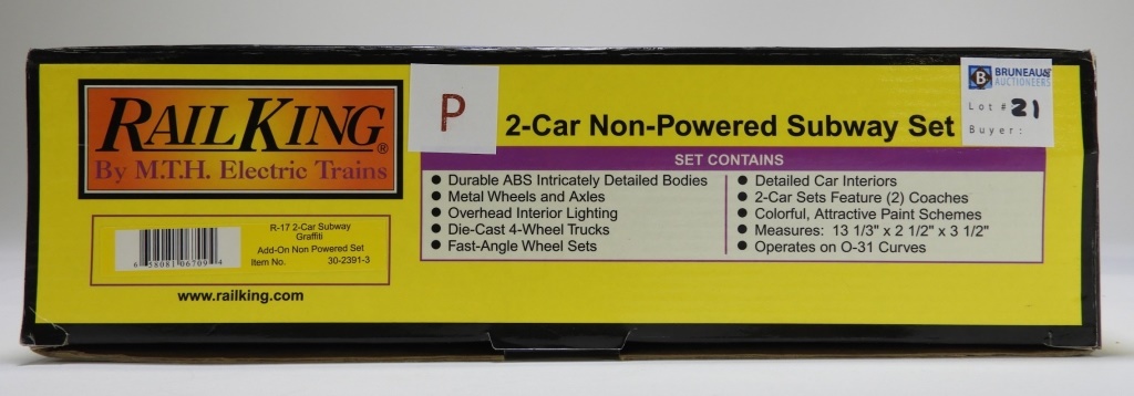 RAIL KING 2-CAR NON-POWERED