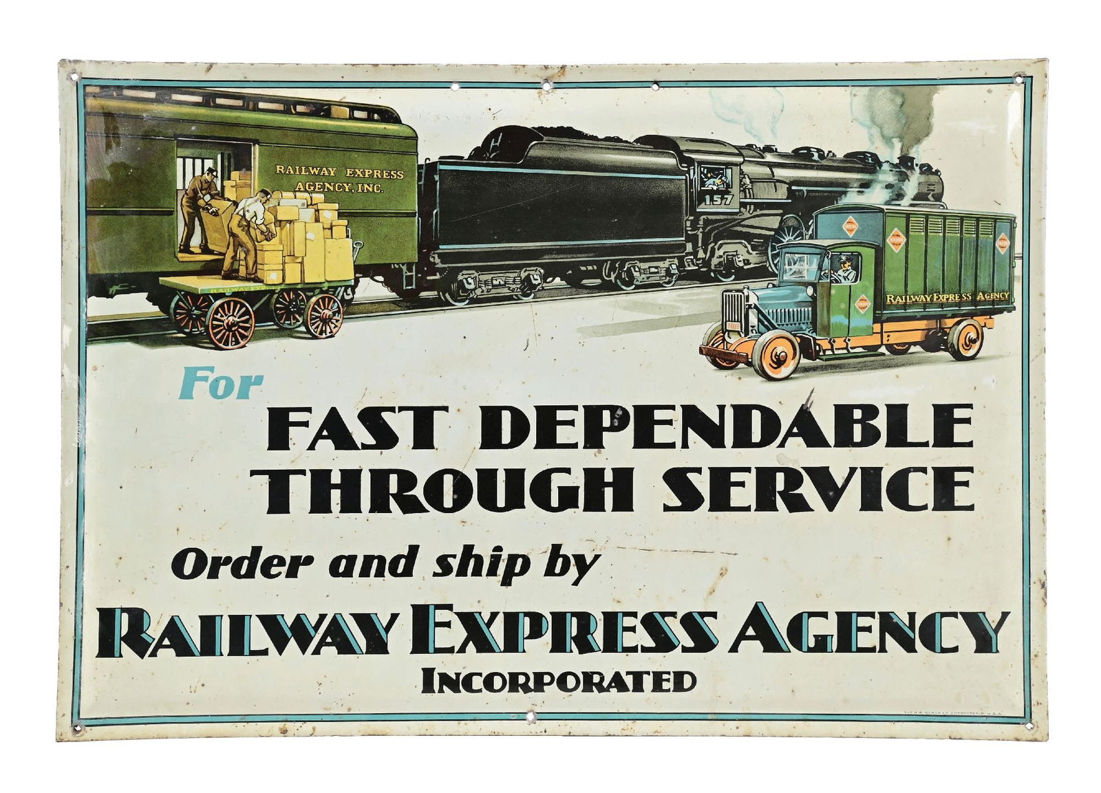 RAILWAY EXPRESS AGENCY SIGN W/