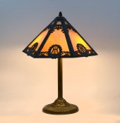 RAINAUD SLAG GLASS LAMP: Caram