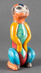 RAKU FIRED COLOR BLOCKED MEERK