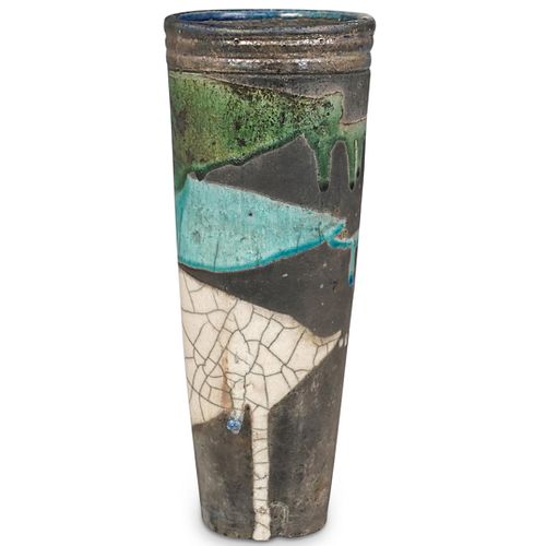 RAKU FIRED POTTERY VASEDESCRIPTION: