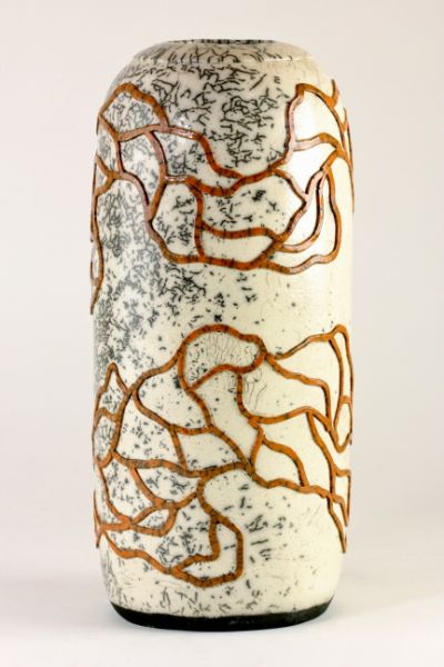 Raku Pottery Vasecylindrical form