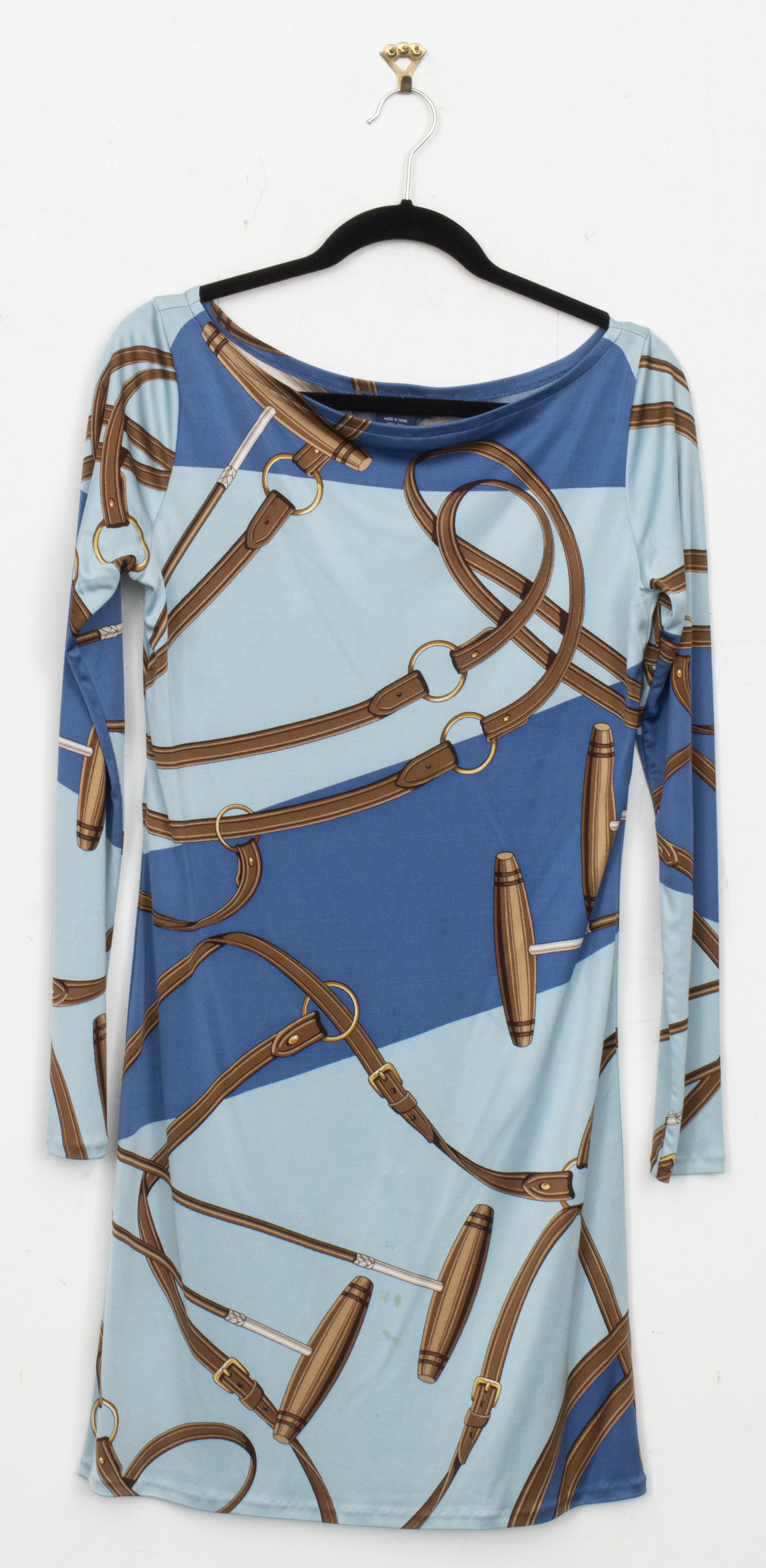 RALPH LAUREN BLUE SILK EQUESTRIAN