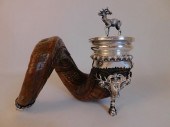 RAMS HORN INKWELL - SILVER ELK