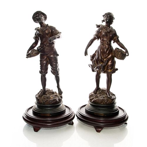 RANCOULET BRONZE FIGURES, PAIR,