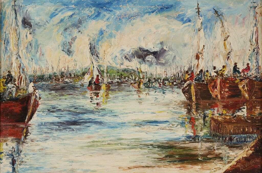 RAOUL VIARD OIL ON CANVAS HARBOR