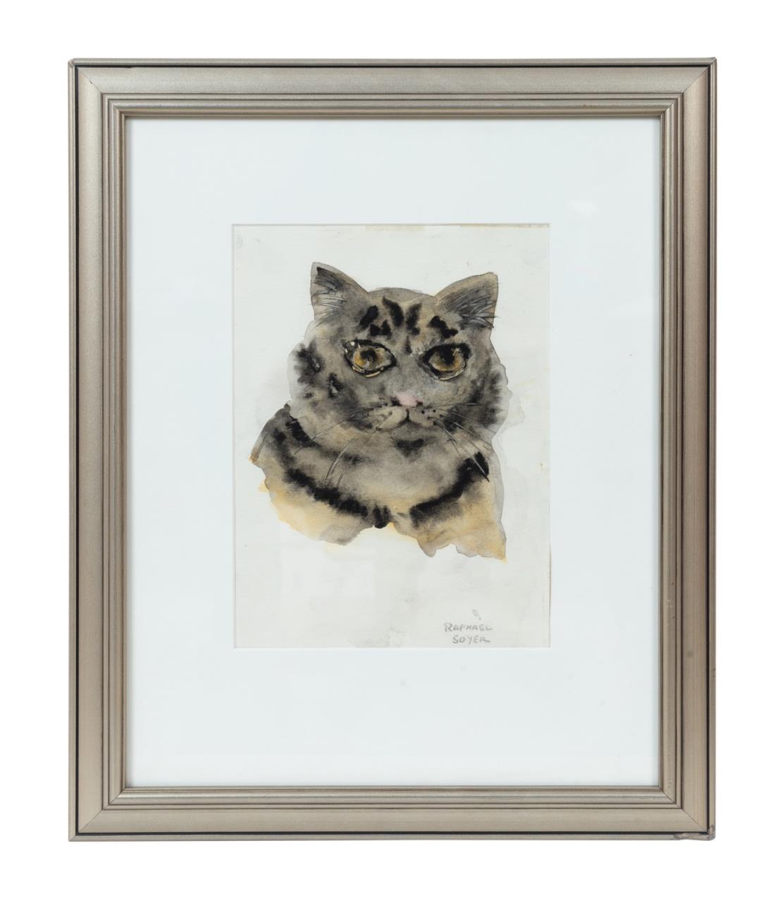 RAPHAEL SOYER, "CAT" FRAMED