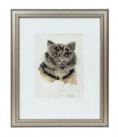 RAPHAEL SOYER, "CAT" FRAMED WA