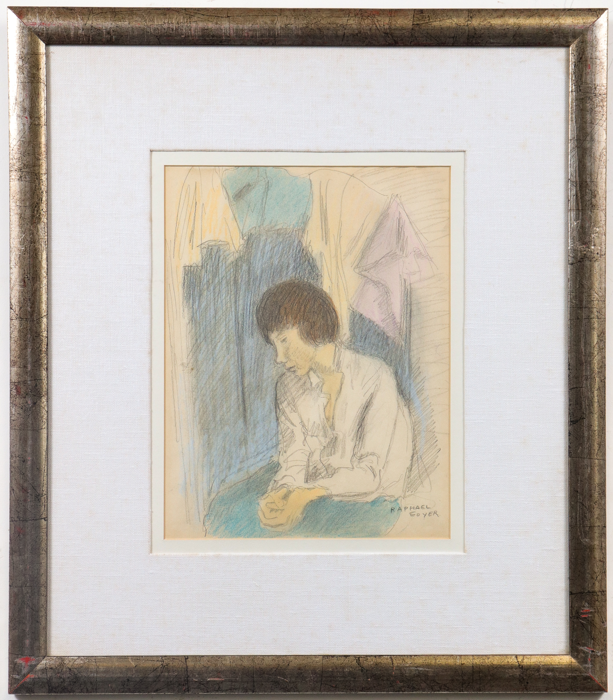 RAPHAEL SOYER "SEATED FIGURE" MIXED