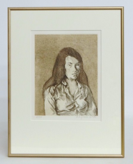 Raphael Soyer signed etching of a