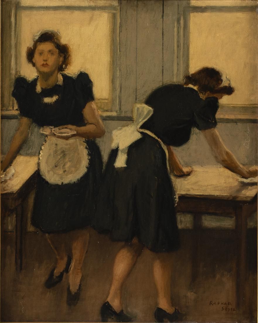 RAPHAEL SOYER, WAITRESSES, OIL ON