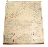 RARE 1861 CIVIL WAR WALL MAP F