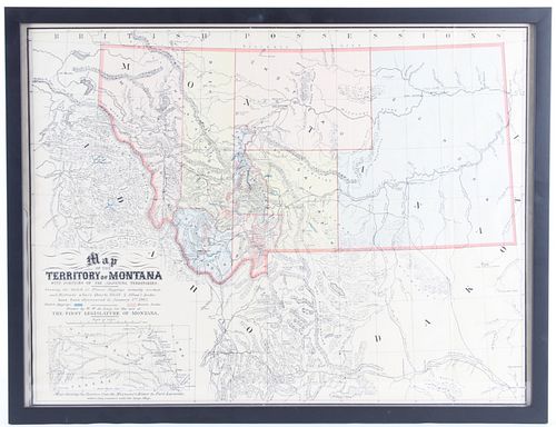 RARE 1865 MONTANA TERRITORY MAP