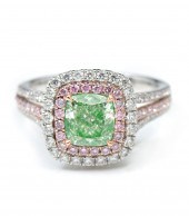 RARE 18K GREEN, WHITE & PINK D