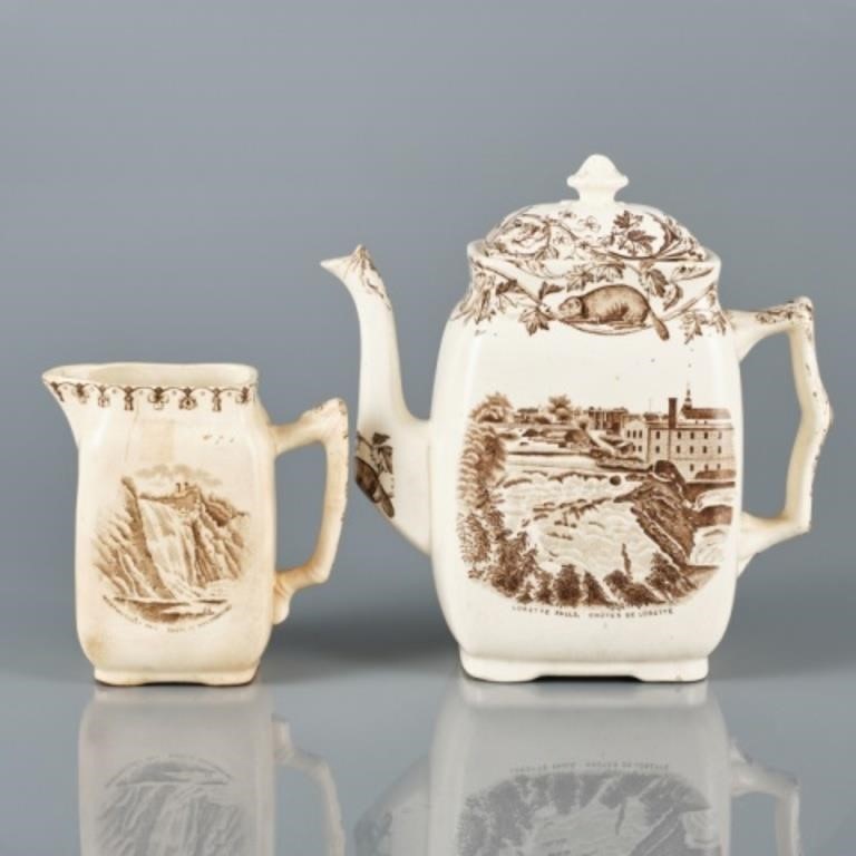 RARE 19TH C. EARTHENWARE COFFEE POT