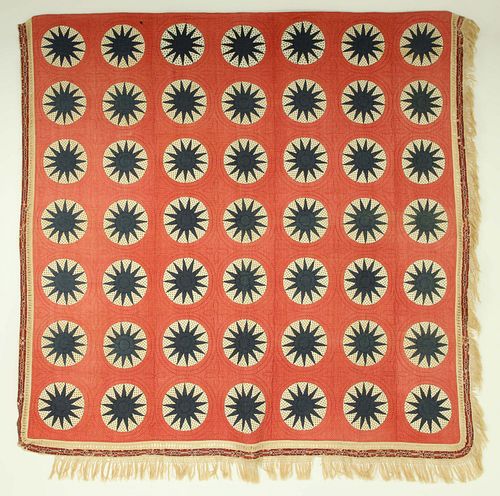 RARE ANTIQUE RED AND NAVY BLUE