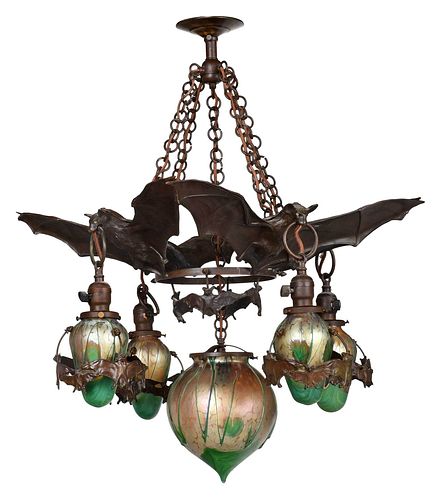 RARE ART NOUVEAU BRONZE AND GLASS