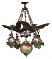 RARE ART NOUVEAU BRONZE AND GL