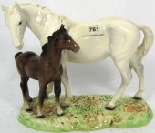Rare Beswick Mare & Foal on ba