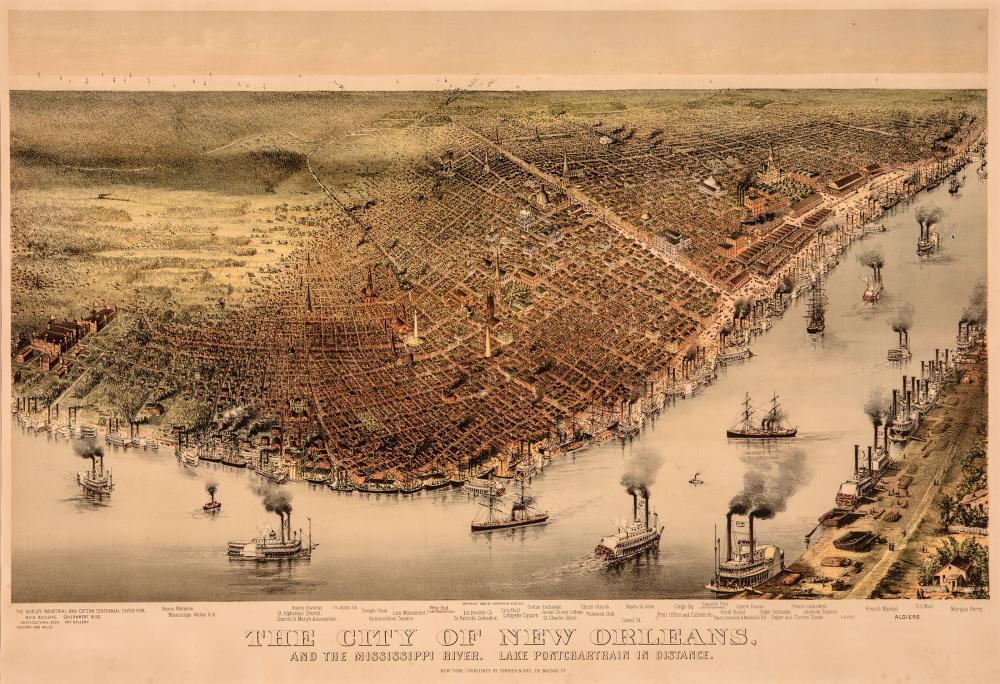RARE BIRD'S-EYE VIEW OF NEW