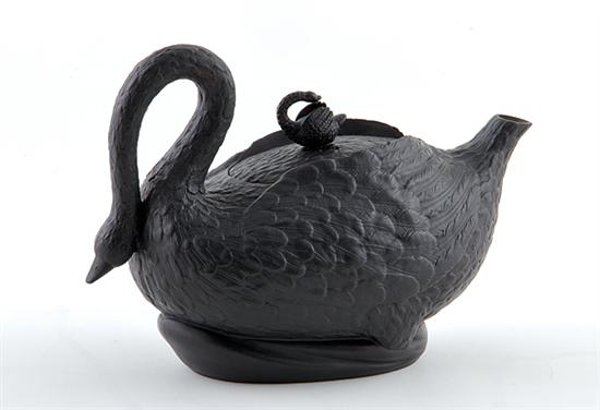 Rare blackware swan-form teapot