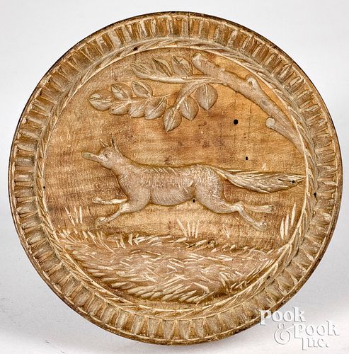 RARE CARVED MAPLE RUNNING FOX