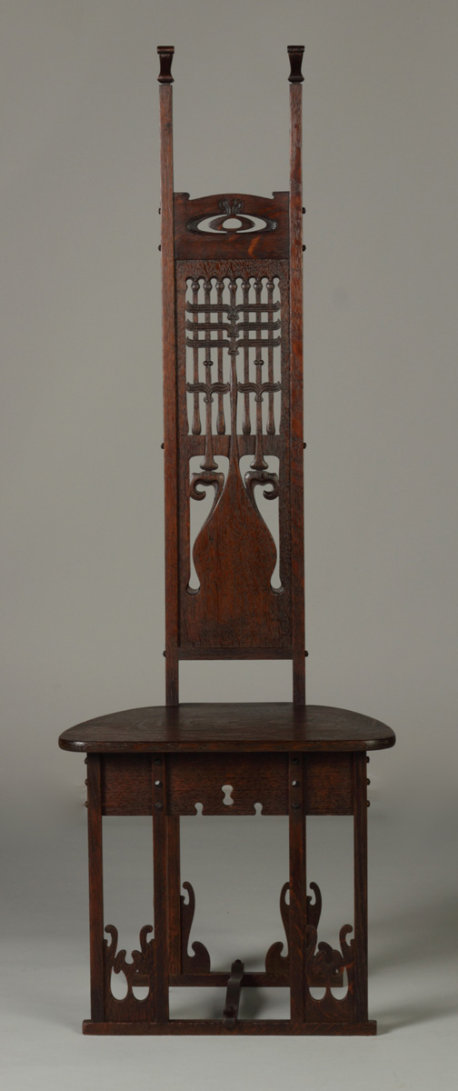 Rare Carved Oak Hall Chair by