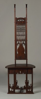 Rare Carved Oak Hall Chair by