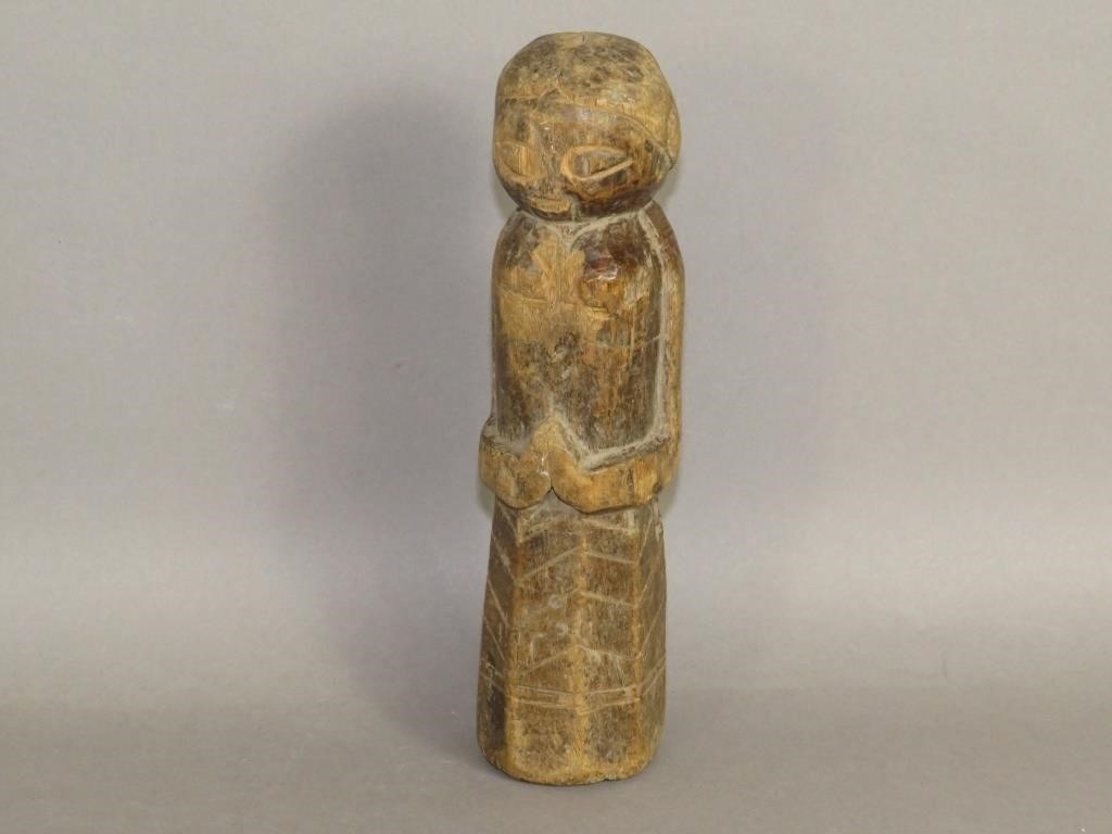 RARE CARVED WALNUT POW-WOW RITUAL
