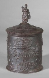 Rare cast iron tobacco jar, cy