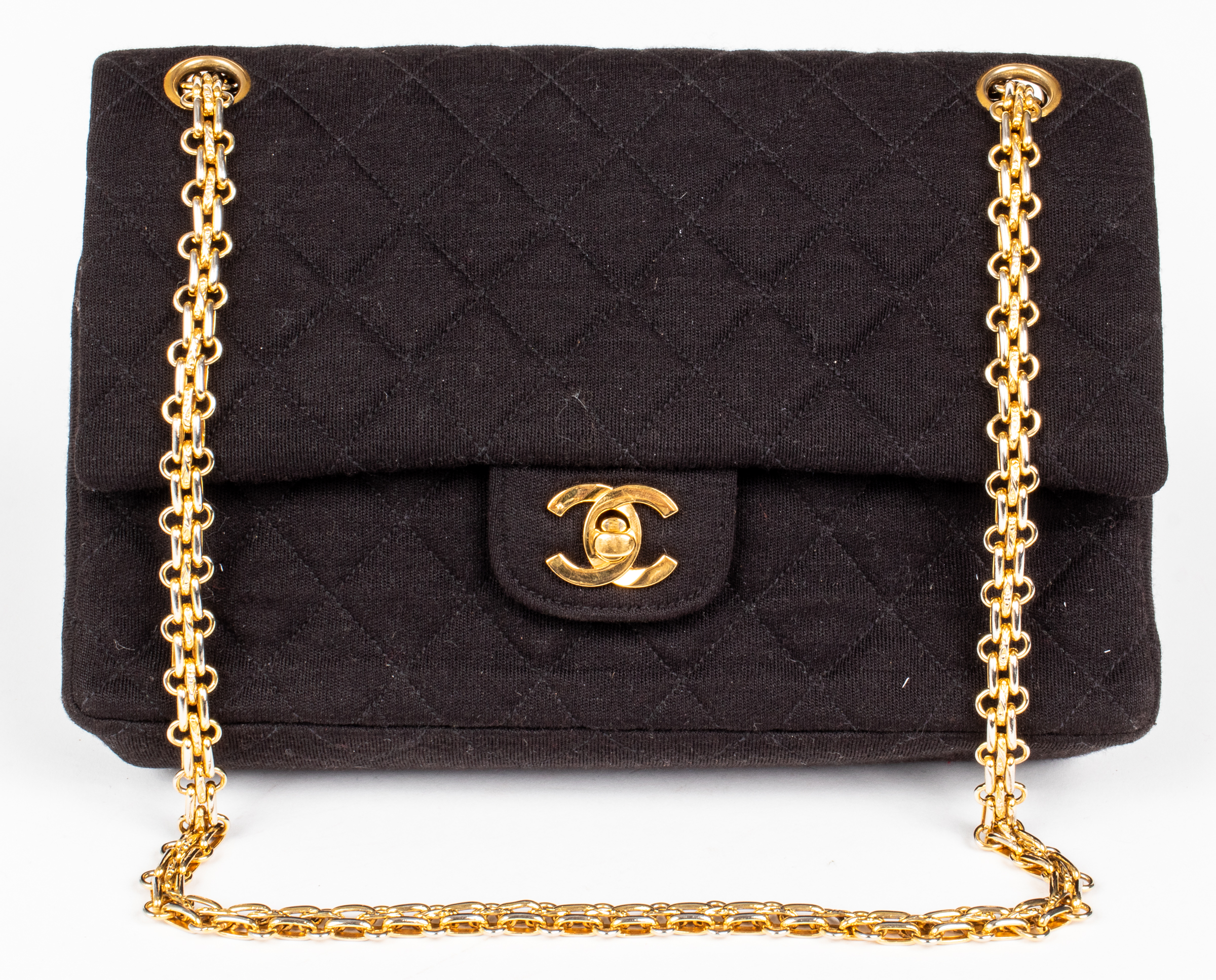 RARE CHANEL BLACK QUILTED JERSEY