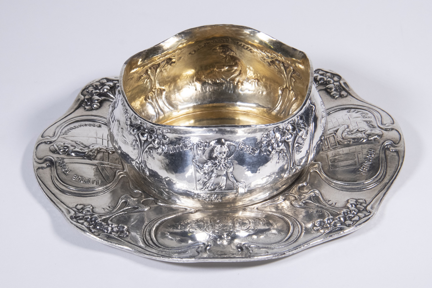 RARE CHILDS' 2 PC REPOUSSE BOWL &
