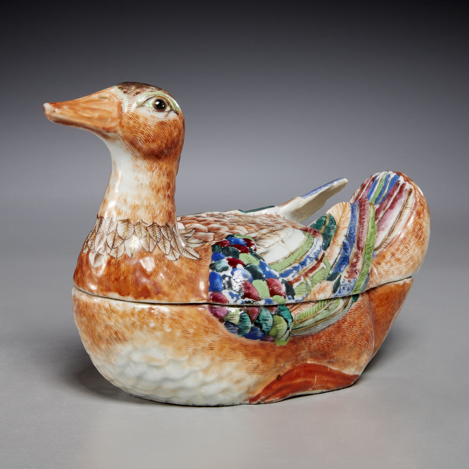 RARE CHINESE EXPORT DUCK TUREEN AND