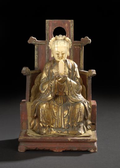 Rare Chinese Giltwood and Ivory