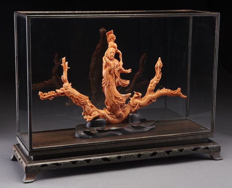 Rare Chinese Qing carved red