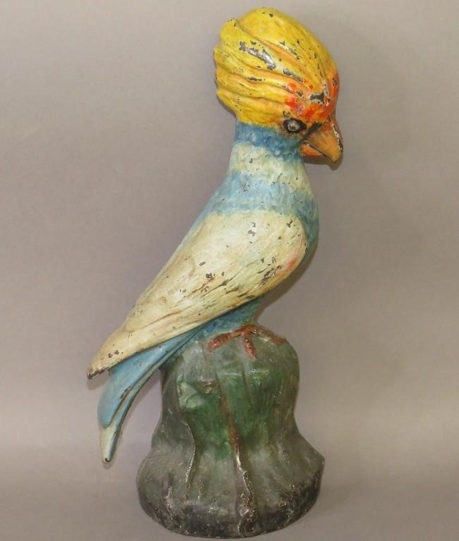 RARE COCKATOO BIRD ON STUMP CAST