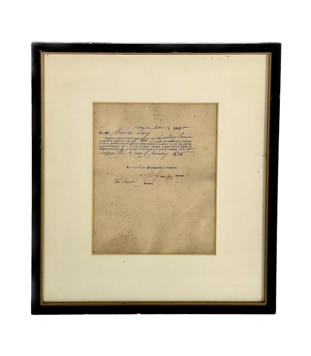 RARE CONCORD, MASSACHUSETTS ORDER