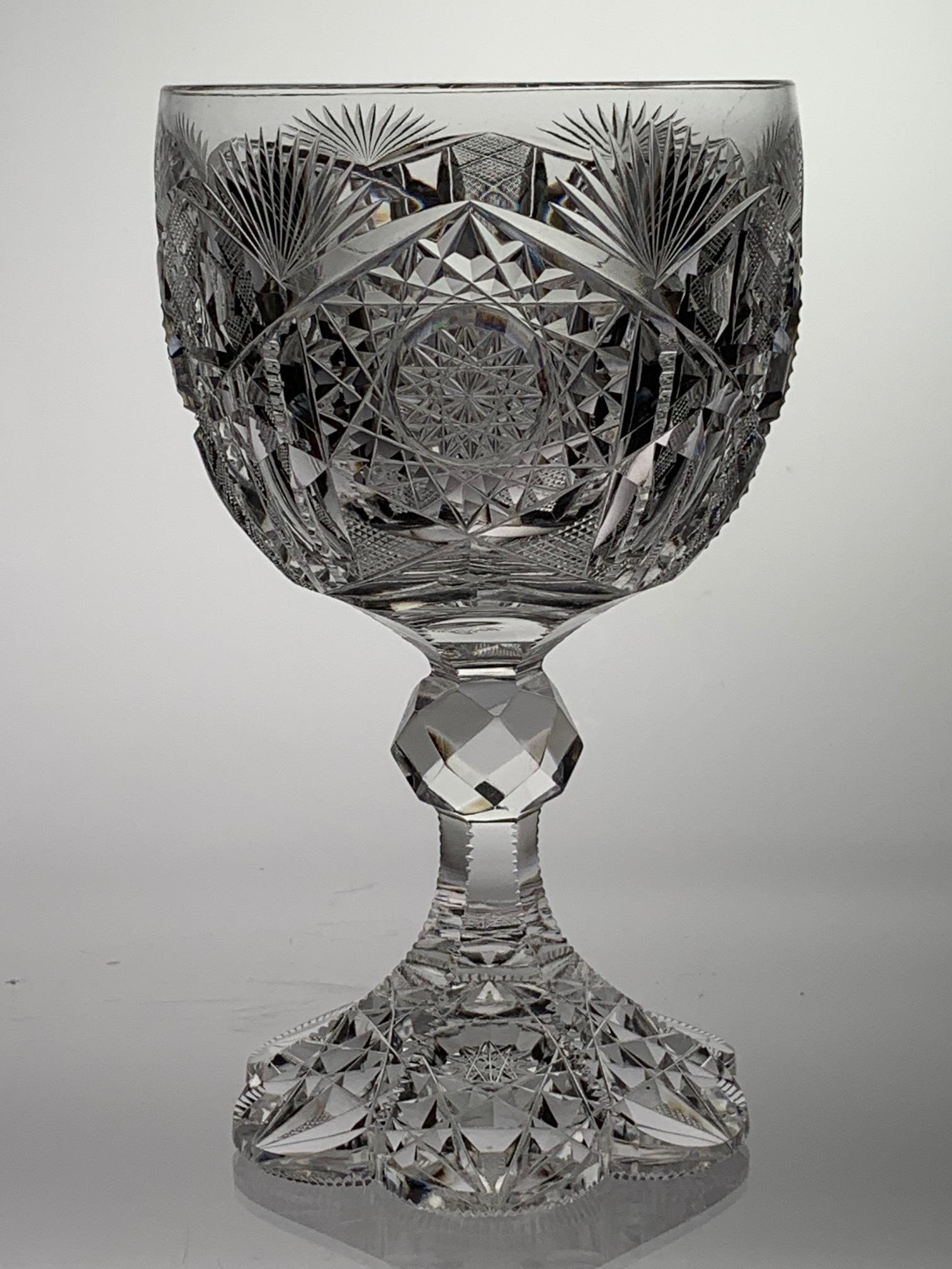 RARE CUT GLASS WATER GOBLET