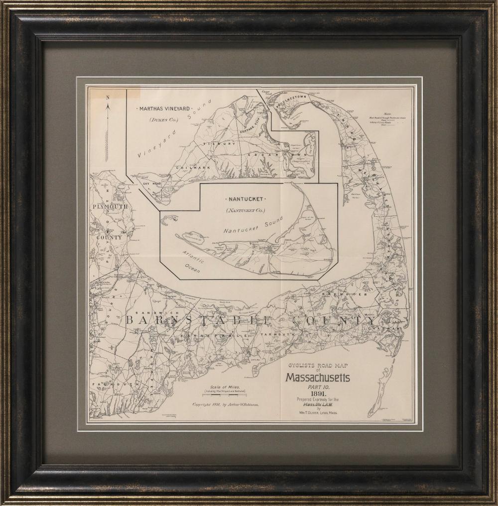 RARE CYCLING MAP OF CAPE COD,