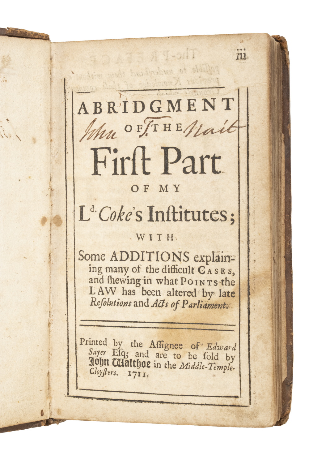 RARE EARLY 18TH C. BOOK OF