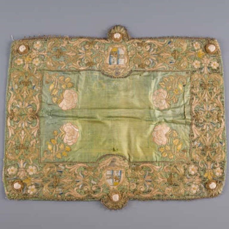 RARE EMBROIDERED SILK CUSHION