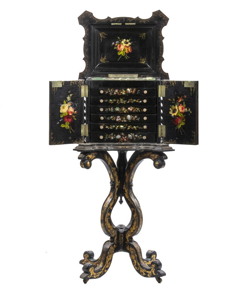 RARE ENGLISH BLACK LACQUER AND